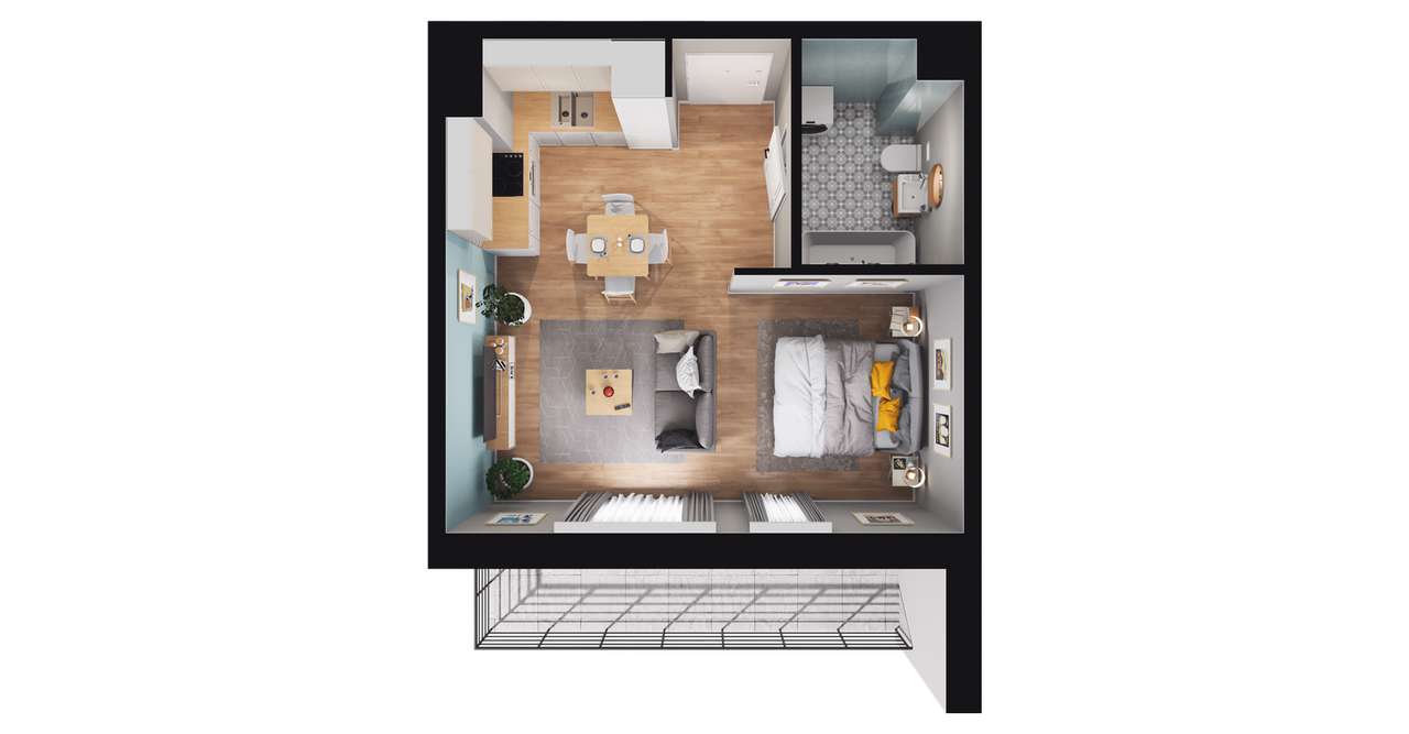 1-pokojowe mieszkanie 30m2 + balkon Bez Prowizji - Pełny obrazek: 2/5