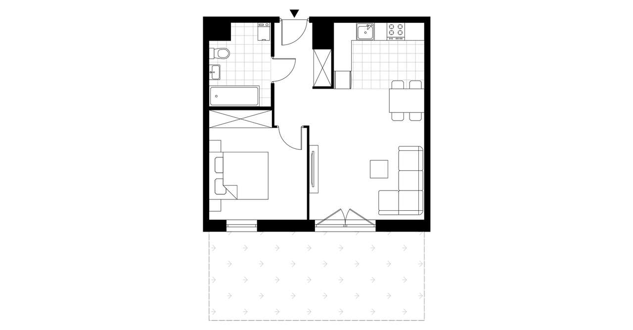2-pokojowe mieszkanie 45m2 + ogródek - Pełny obrazek: 2/8