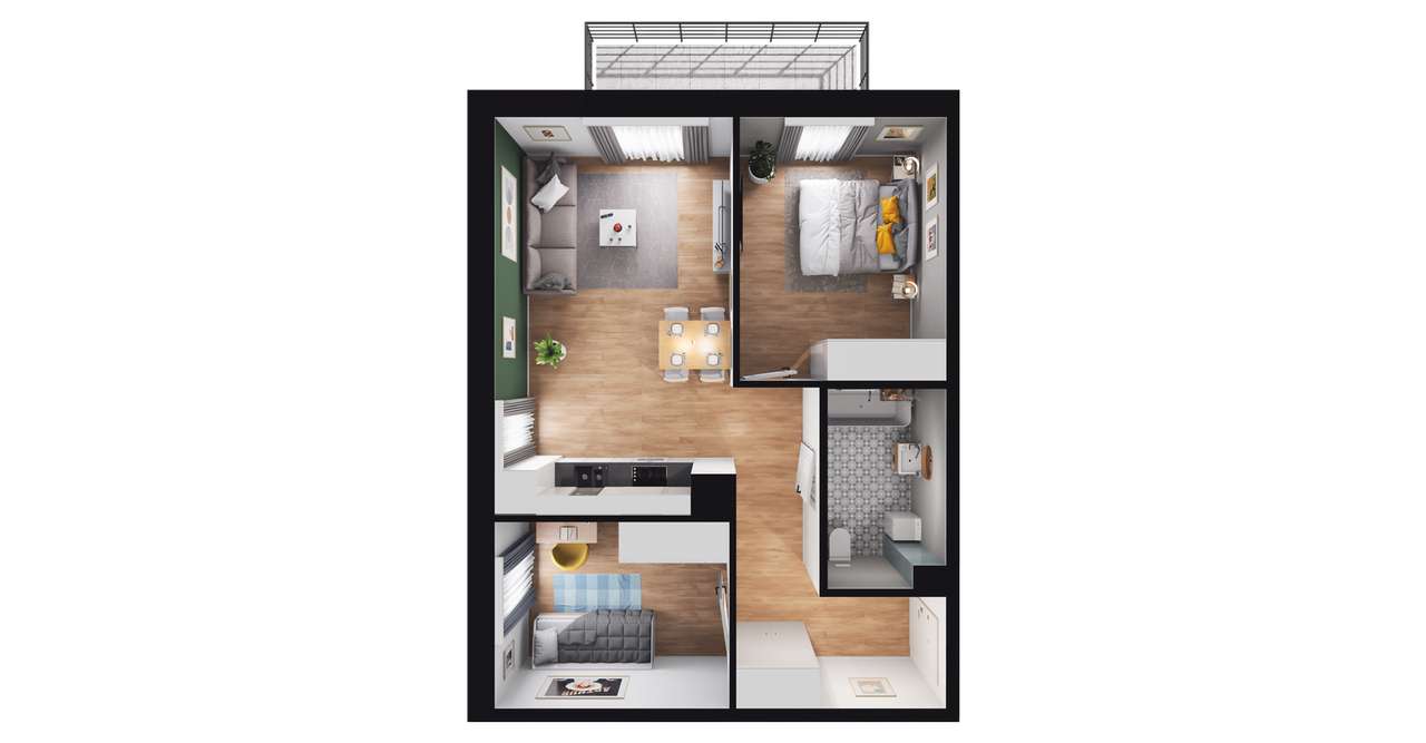 3-pokojowe mieszkanie 55m2 + balkon Bezpośrednio - Pełny obrazek: 2/8