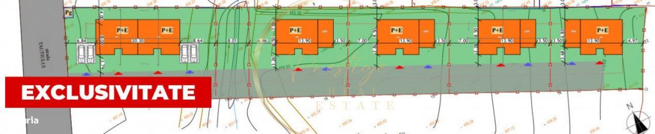 Teren autorizat, 1 duplex + 4 case individuale in Floresti, zona Tauti