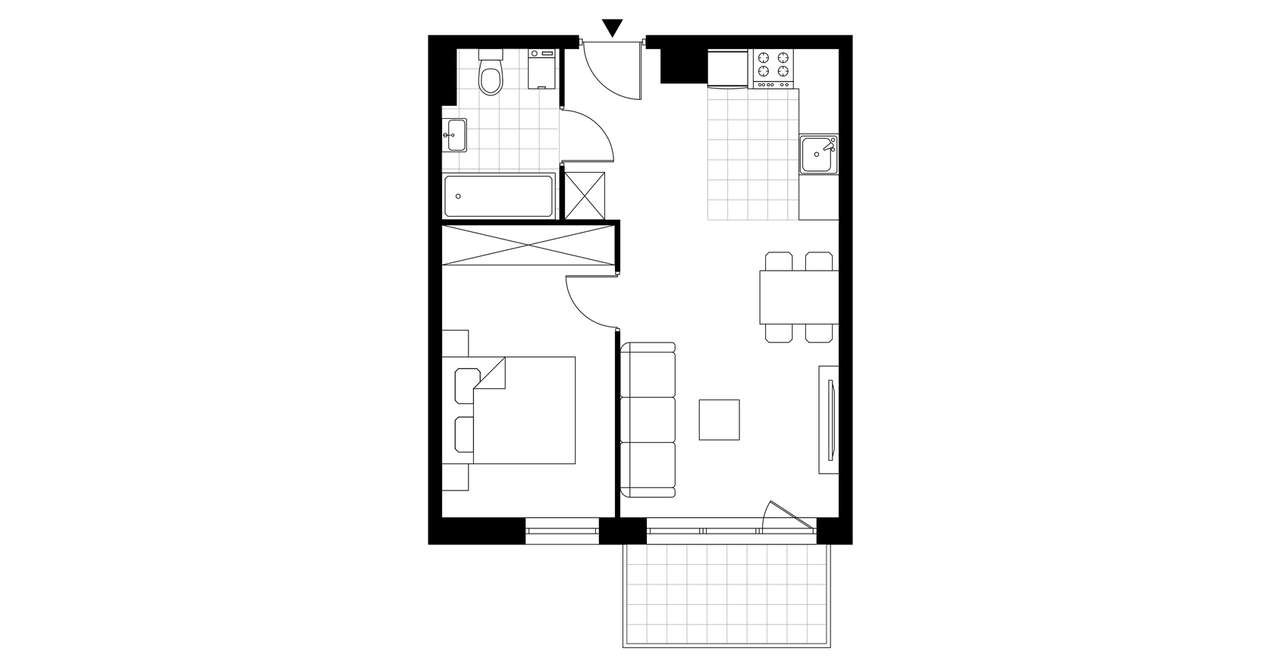 2-pokojowy apartament inwestycyjny 38m2 + balkon - Pełny obrazek: 3/8