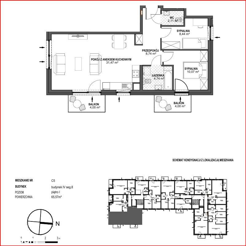 66 m2 Gdańsk Wrzeszcz - widok na las - 2 balkony - eksp. południowa-9