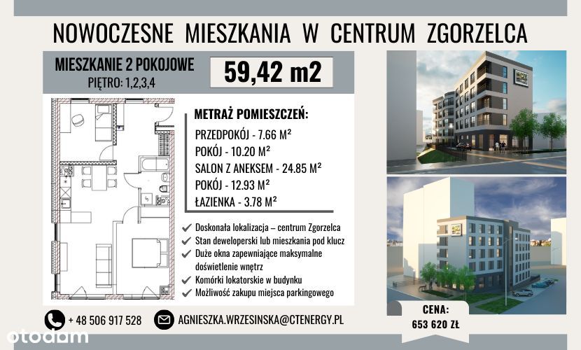 Nowoczesne mieszkanie 2-pokojowe 59,42m² Zgorzelec - Pełny obrazek: 1/3