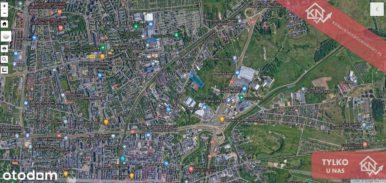 Działka inwestycyjna 7286 m2 ul. Warszawska - MPZP-9