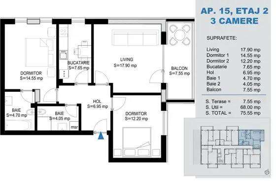 3 Camere bucatarie inchisa, langa metrou, 0% comision, DEZVOLTATOR - Imagine principală: 3/6