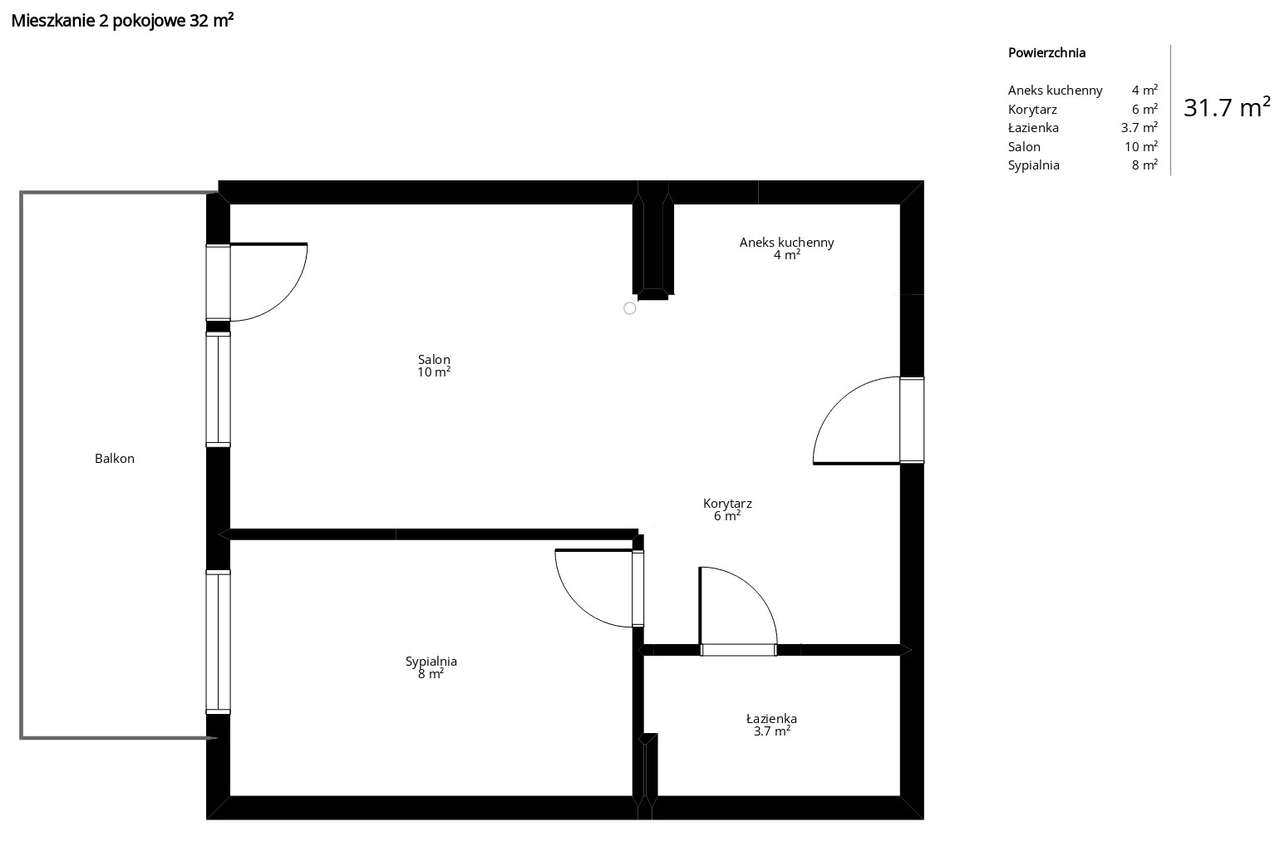 Mieszkanie z 2024r- 2-pokoje, 32 m² – ul. Jemiołuszki, Lublin-3