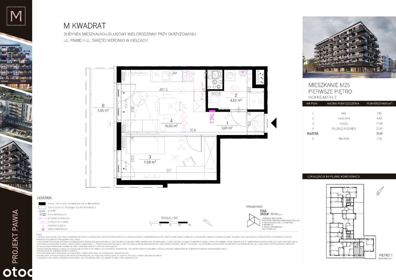 Mieszkanie M25, 35,68m2 Projekt Pawia Kielce-7