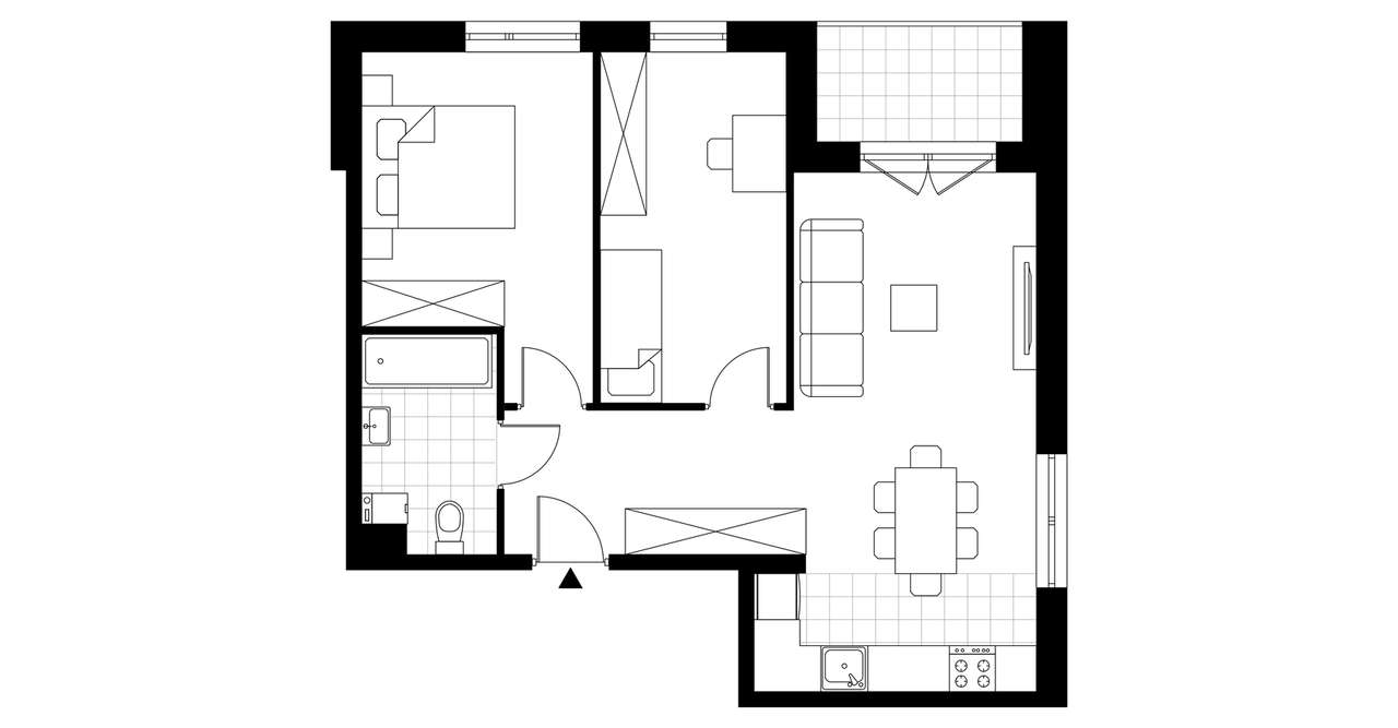 3-pokojowe mieszkanie 60m2 + loggia Bezpośrednio - Pełny obrazek: 3/8