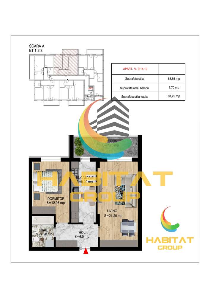 Pallady-Metrou N. Teclu - 2 camere, decomandat, 61.25 mp - Imagine principală: 3/7