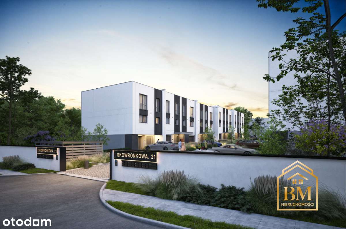 Nowoczesny dom w zabudowie szeregowej.