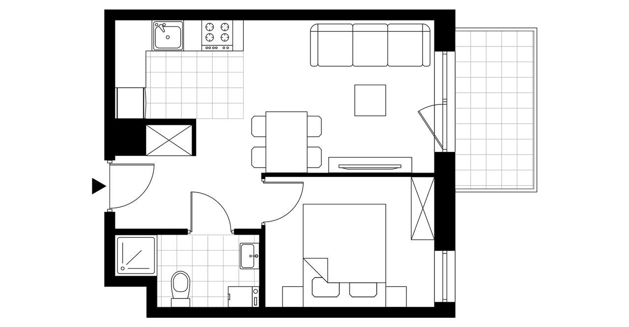 2-pokojowe mieszkanie 34m2 + balkon Bezpośrednio - Pełny obrazek: 3/8