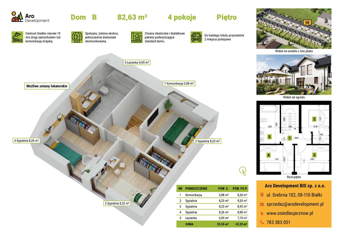 NOWE 4 pokojowe mieszkanie 82m2 + ogródek +2 miejsca postojowe - Pełny obrazek: 5/7