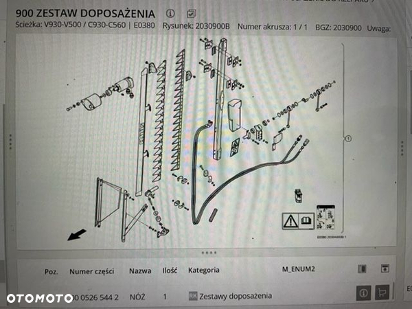 Claas V500 - V930 , C560 - C930 Kosa do rzepaku - 2