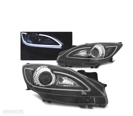 FARÓIS LED TUBE LIGHT PARA MAZDA 3 09-13 BLACK PRETO - 1