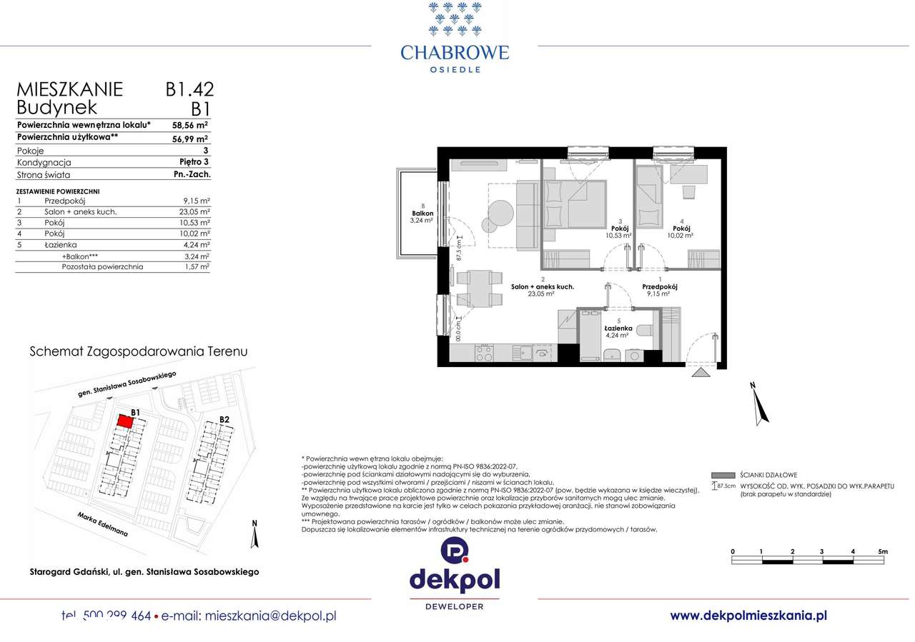 3-pokojowe mieszkanie 56m2 + balkon Bez Prowizji - Pełny obrazek: 2/7