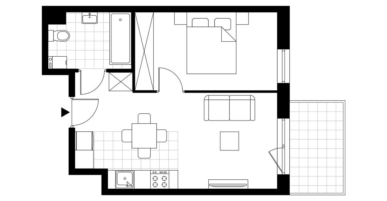 2-pokojowe mieszkanie 36m2 + balkon - Pełny obrazek: 3/8