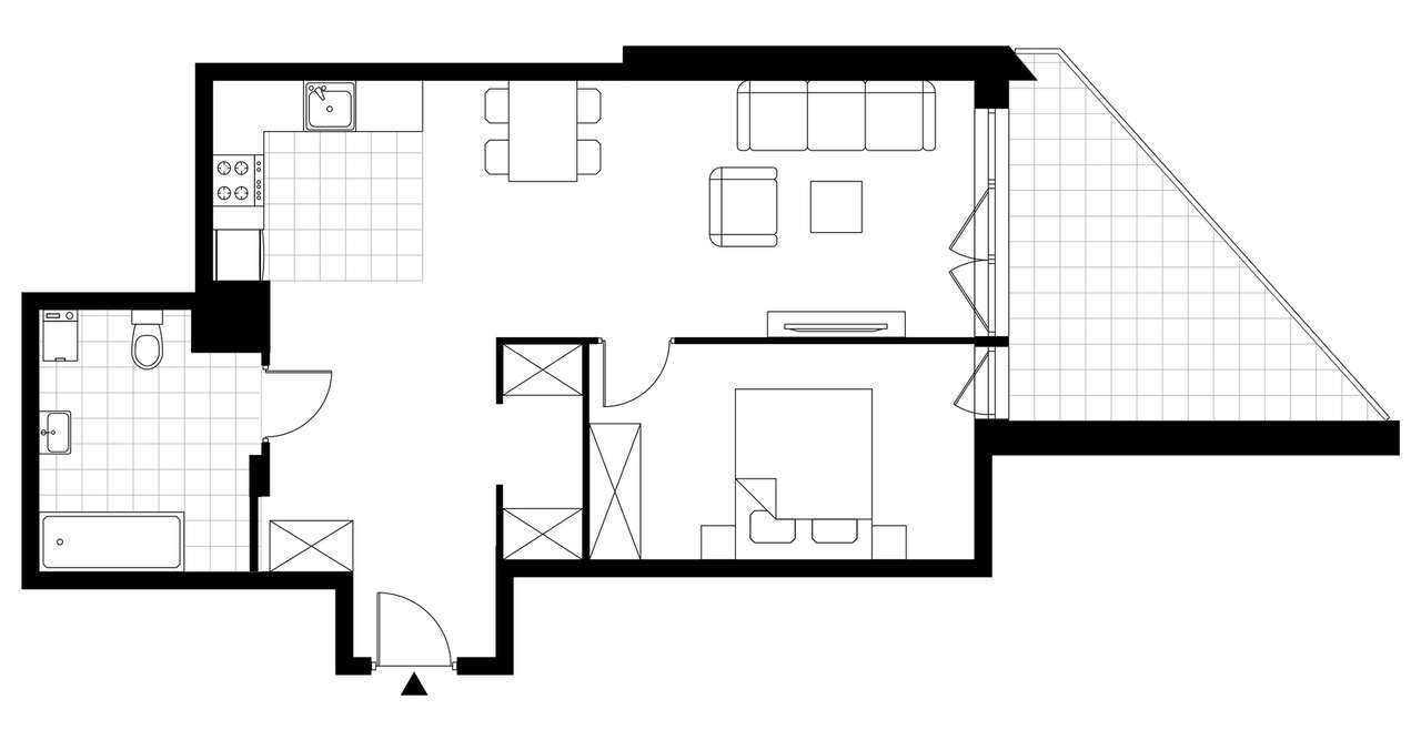 2-pokojowe mieszkanie 55m2 + loggia Bezpośrednio - Pełny obrazek: 3/8