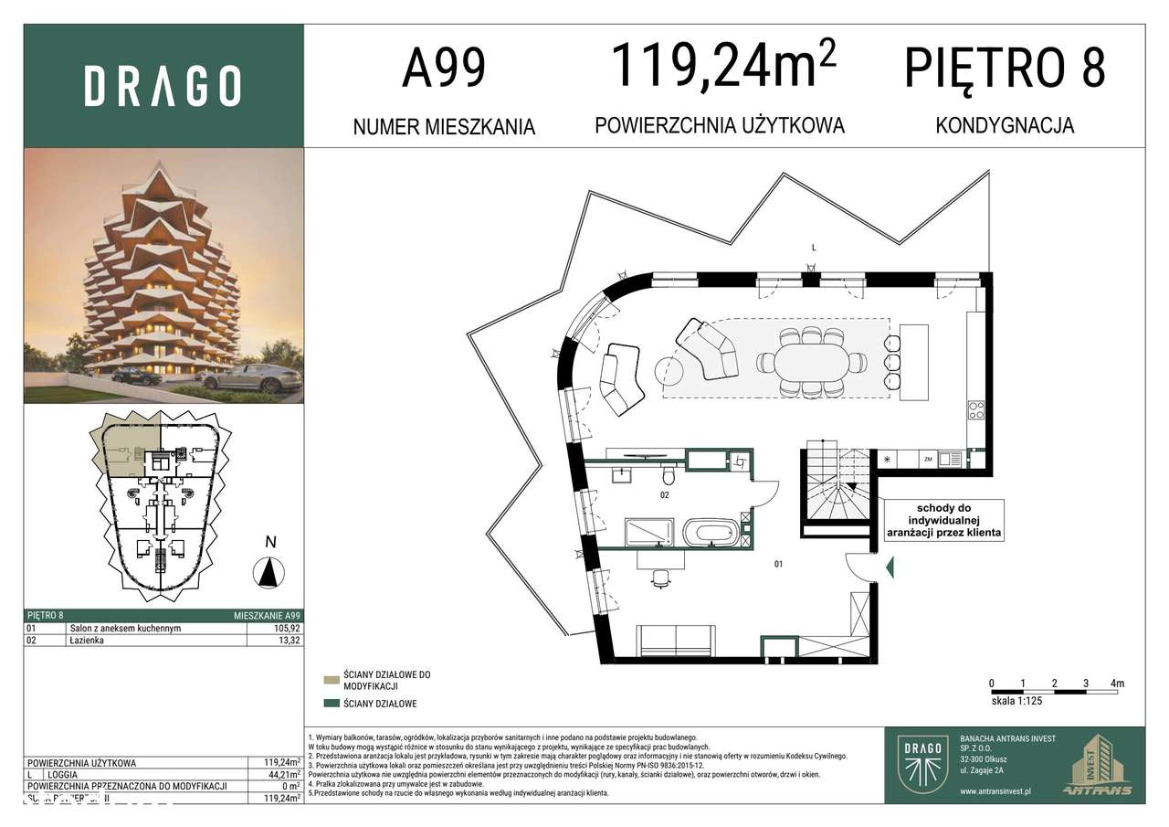 1-pokojowe mieszkanie 119m2 + taras - Pełny obrazek: 2/9