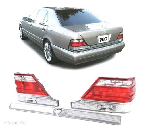 FAROLINS TRASEIROS PARA MERCEDES S W140 94-98 VERMELHO BRANCO - 1