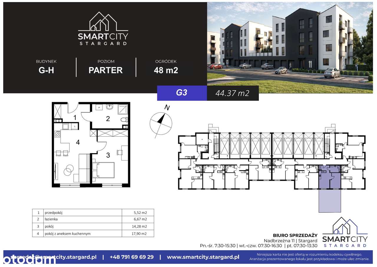 2-pokojowe mieszkanie 44m2 + ogródek Bezpośrednio - Pełny obrazek: 2/7