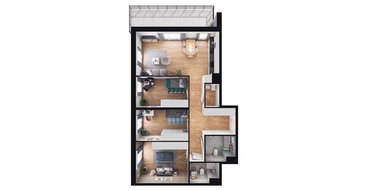 4-pokojowe mieszkanie 82m2 + balkon Bezpośrednio - Pełny obrazek: 2/7