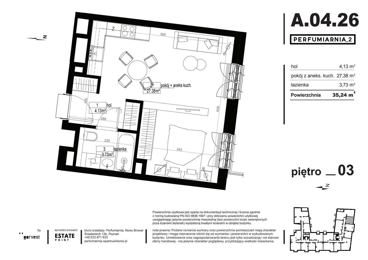 Perfumiarnia 2 | mieszkanie 35,24  m² | A.04.26 - Pełny obrazek: 2/7