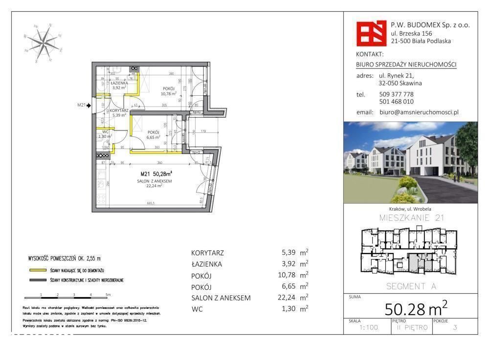 Mieszkanie, 50,76 m², Kraków