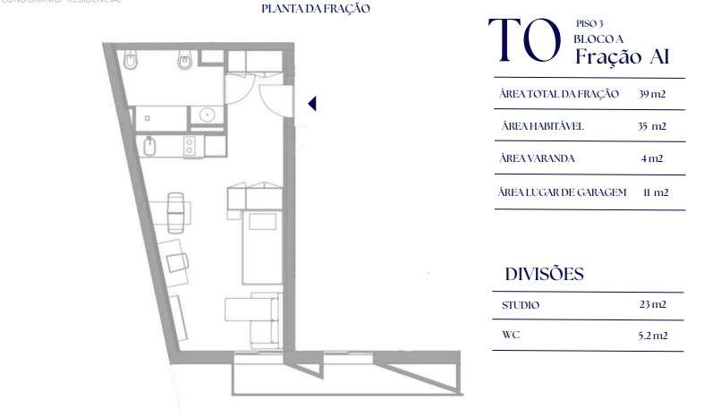 Apartamento T0 com garagem e elevador em Paranhos-5