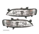 FARÓIS COM LUZ DIURNA LED PARA OPEL VECTRA 99-02 FUNDO CROMADO - 1