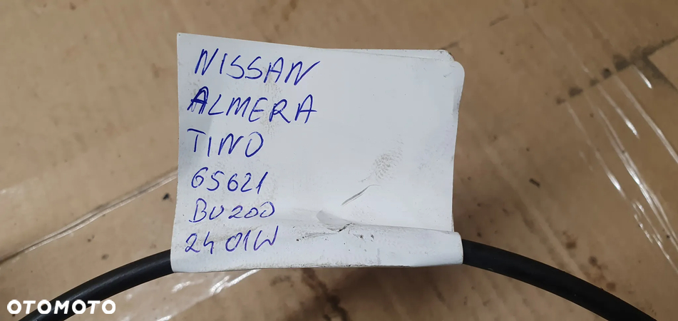 Klamka raczka dźwignia otwierania maski linka cięgno Nissan Almera Tino 65621 BU200 - 6