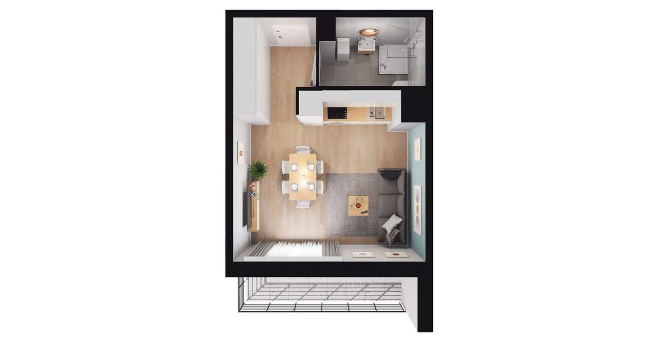 1-pokojowe mieszkanie 29m2 + loggia Bez Prowizji - Pełny obrazek: 2/8