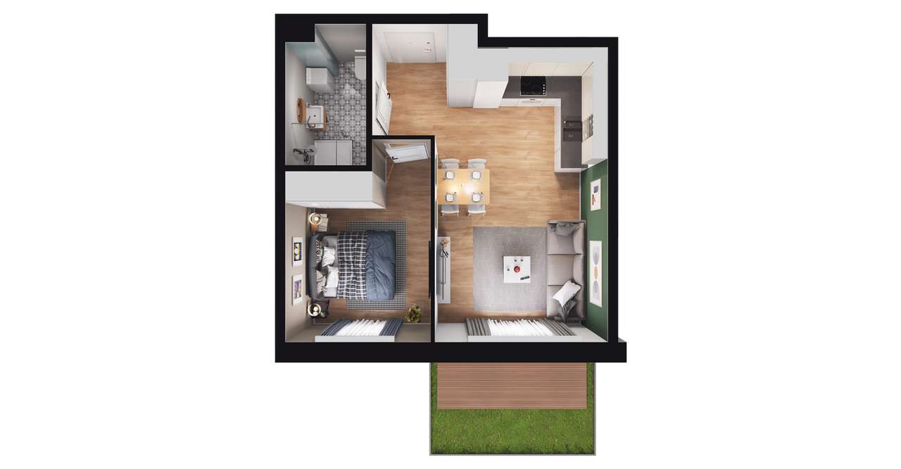 2-pokojowe mieszkanie 35m2 + ogródek Bez Prowizji - Pełny obrazek: 2/8