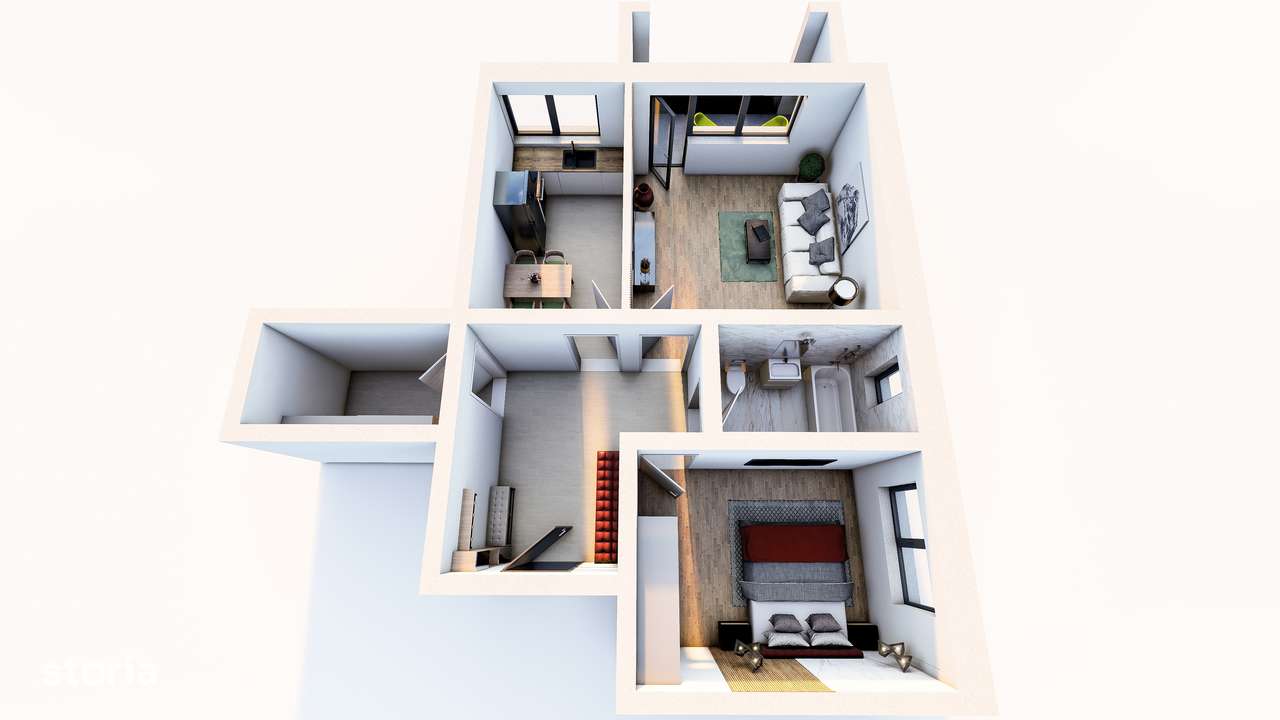 Apartament 2 camere, 60 mp, decomandat, 94 620 €, parcare inclusa.-1