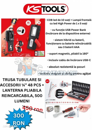 Trusa tubulare si accesorii + Lanterna pliabila reincarcabila - 1