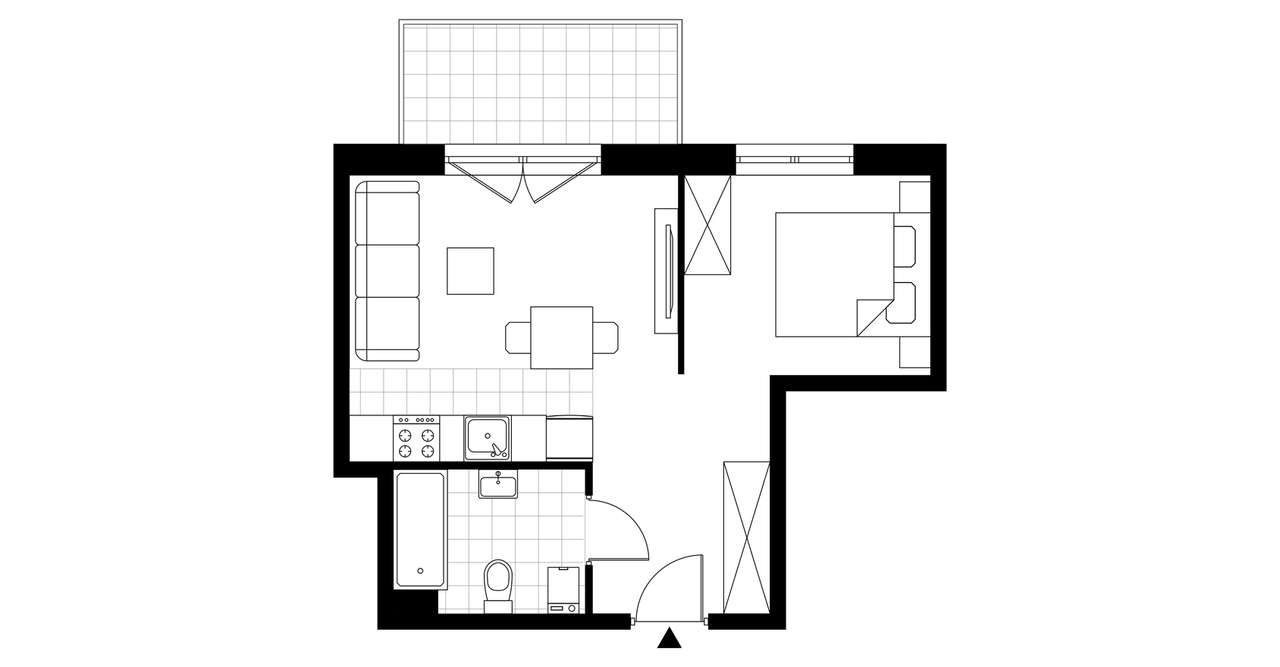 1-pokojowe mieszkanie 33m2 + balkon Bezpośrednio - Pełny obrazek: 2/7