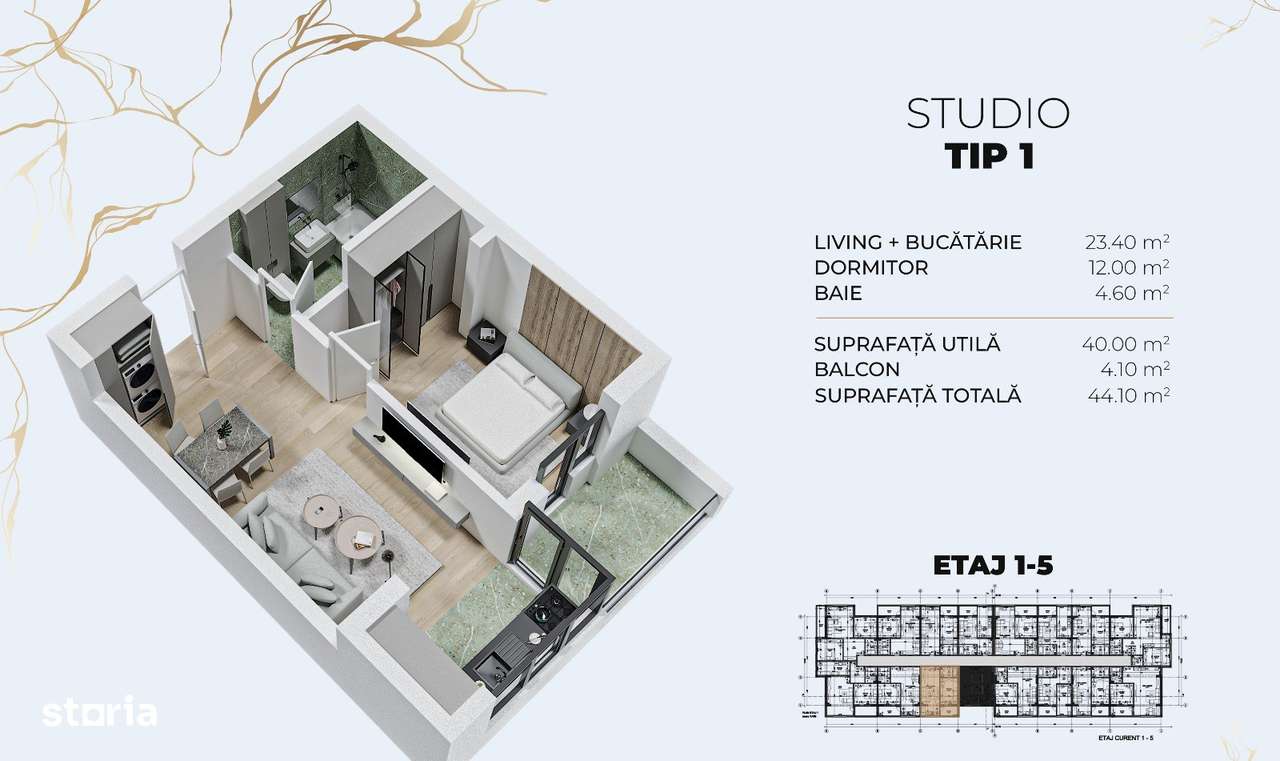 PROMOTIE!! Studio spatios 44mp , Metrou Berceni 15min - Imagine principală: 4/4