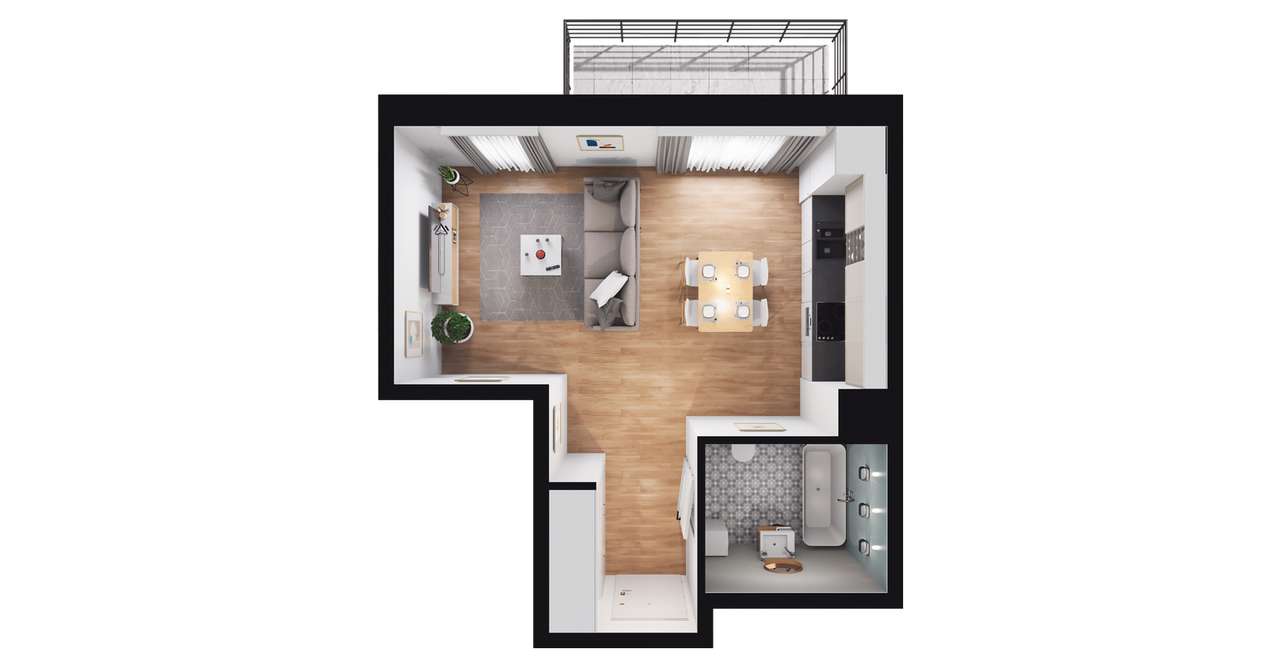 1-pokojowe mieszkanie 31m2 + balkon - Pełny obrazek: 2/8