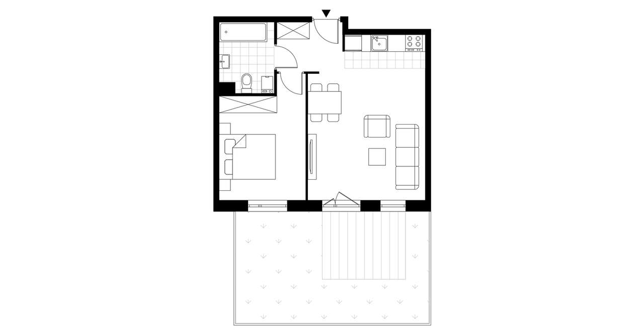2-pokojowe mieszkanie 43m2 + ogródek Bezpośrednio - Pełny obrazek: 3/8
