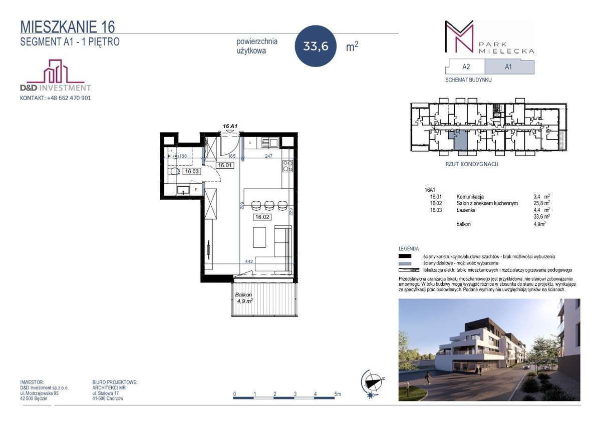 *** PARK MIELECKA Kawalerka 33,6 m + balkon - Pełny obrazek: 3/11