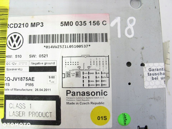 RADIO FABRYCZNE CD MP3 POLO 6R PASSAT 5M0035156C - 5