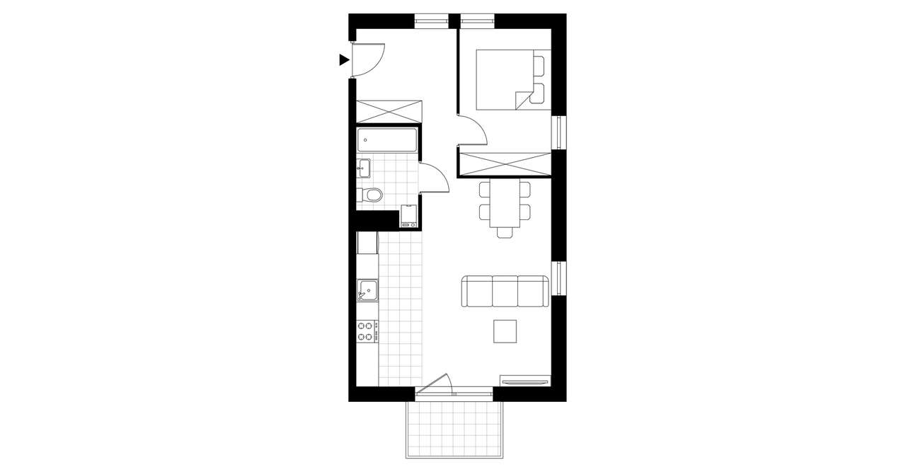 2-pokojowe mieszkanie 47m2 + balkon - Pełny obrazek: 3/8