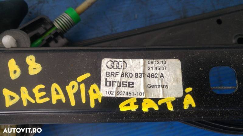 macara geam electric dreapta fata audi a4 b8 8k0837462a - 2