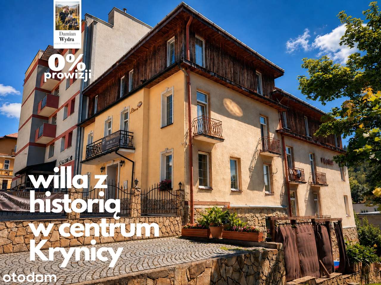 Pensjonat w centrum Krynicy, Willa Flora, historia Kiepury, z najemcą-0