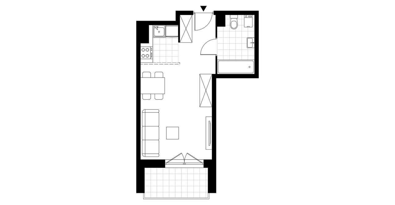 1-pokojowe mieszkanie 29m2 + balkon Bezpośrednio - Pełny obrazek: 2/7