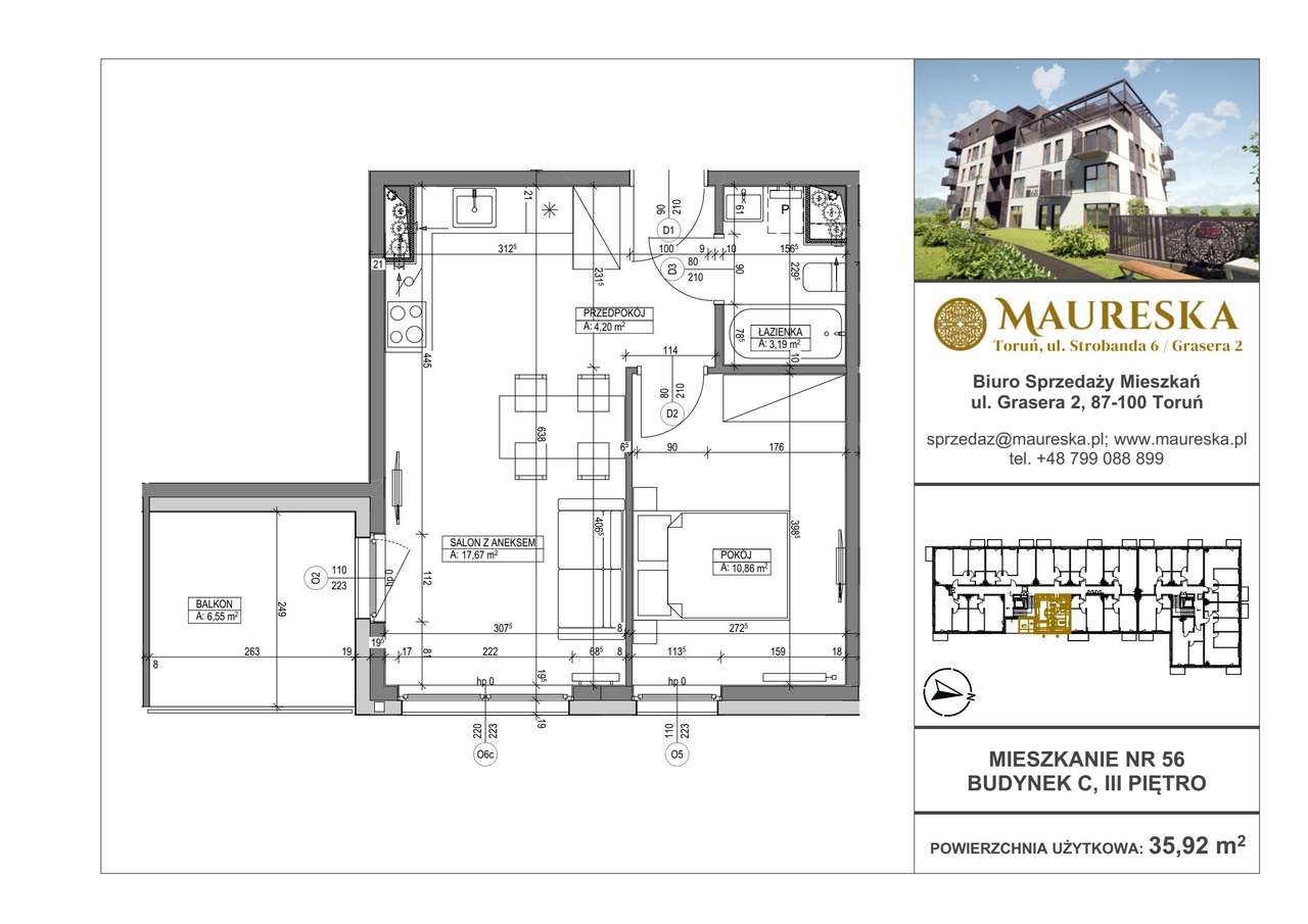 Osiedle Maureska | mieszkanie 2-pok. | C.56 - Pełny obrazek: 2/7
