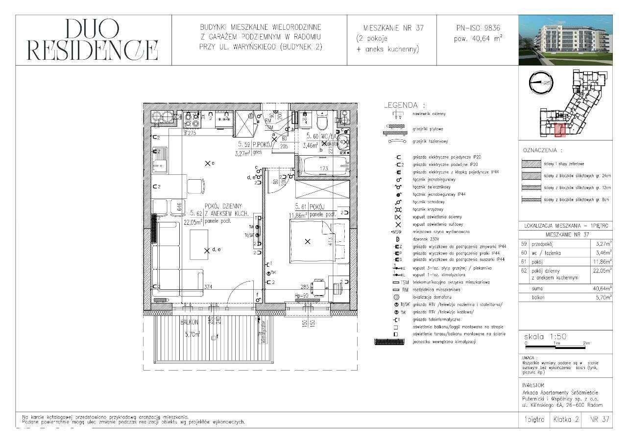 NOWA niższa cena Duo Residence - 40,64m2 - 2 pokoje na 1 piętrze - Pełny obrazek: 2/6