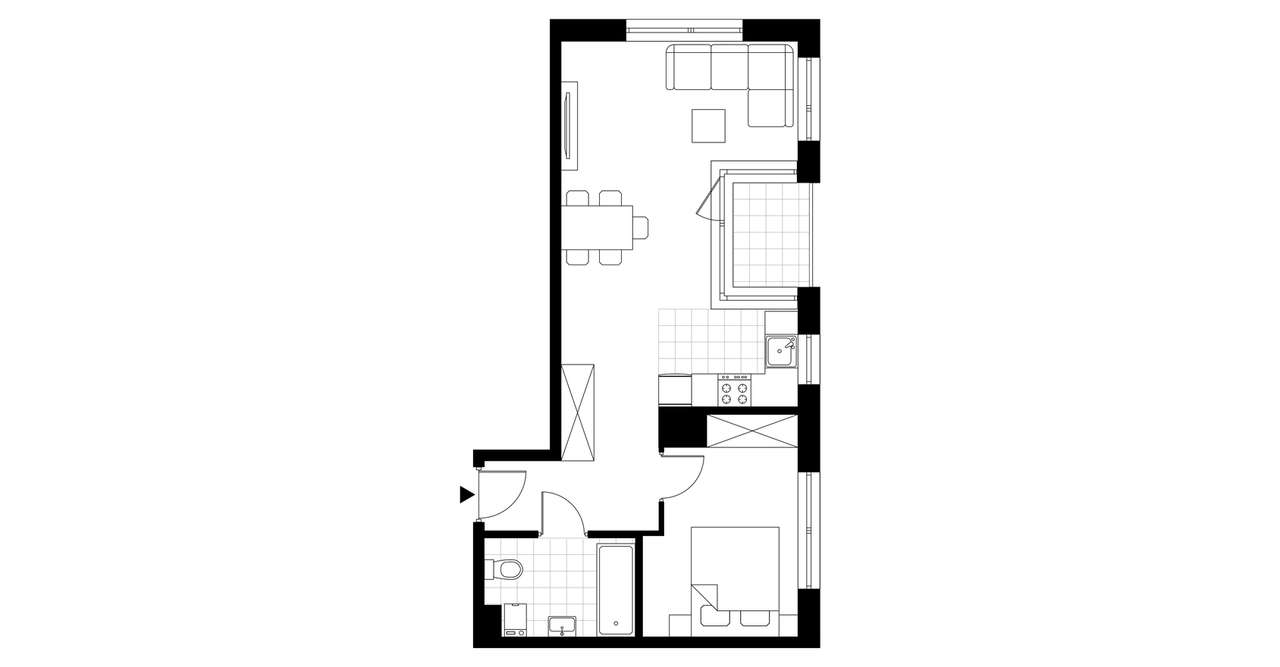 2-pokojowe mieszkanie 45m2 + balkon Bezpośrednio - Pełny obrazek: 2/7