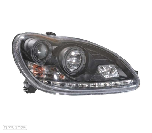 FARÓIS XENON D2S COM LUZ DIURNA LED PARA MERCEDES S W220 02-05 FUNDO PRETO - 2