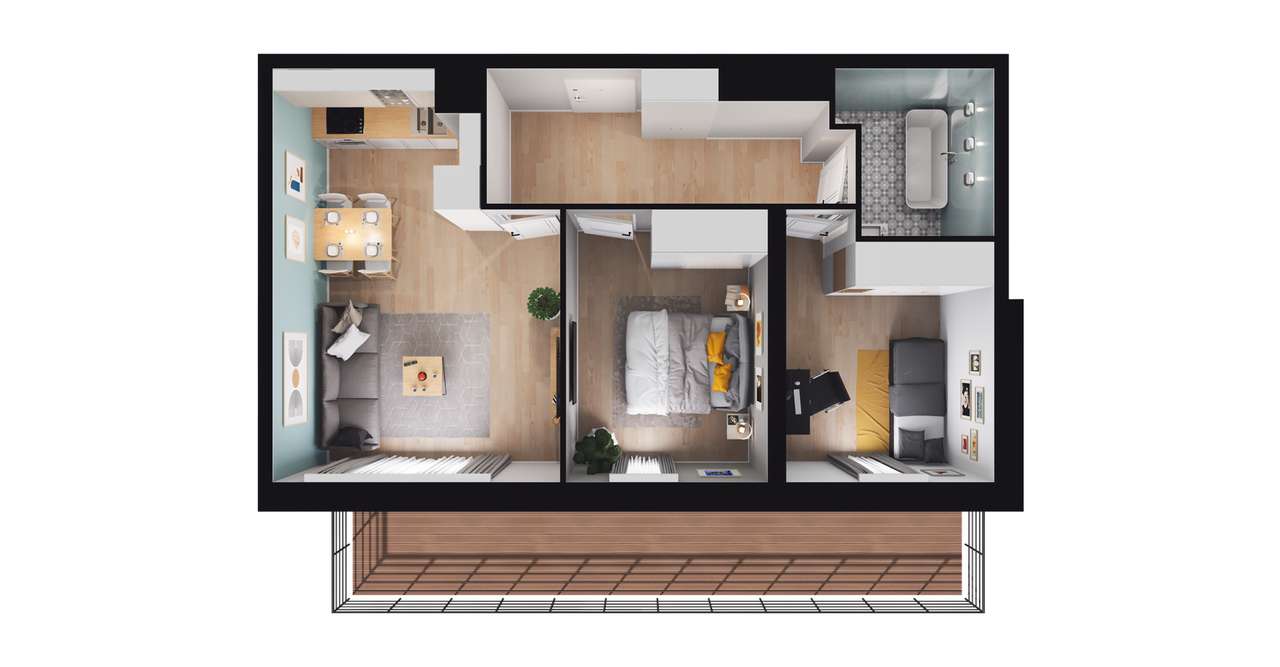 3-pokojowe mieszkanie 51m2 + balkon Bez Prowizji - Pełny obrazek: 3/7