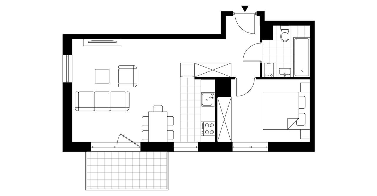 2-pokojowe mieszkanie 44m2 + balkon - Pełny obrazek: 3/8